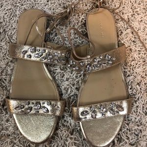 Ann Taylor Gold Lace Up Gladiator Sandals EUC 8.5